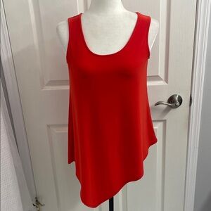 Joseph Ribkoff Vibrant Red Sleeveless Tank Tunic Top Asymmetrical hemline Sz 4